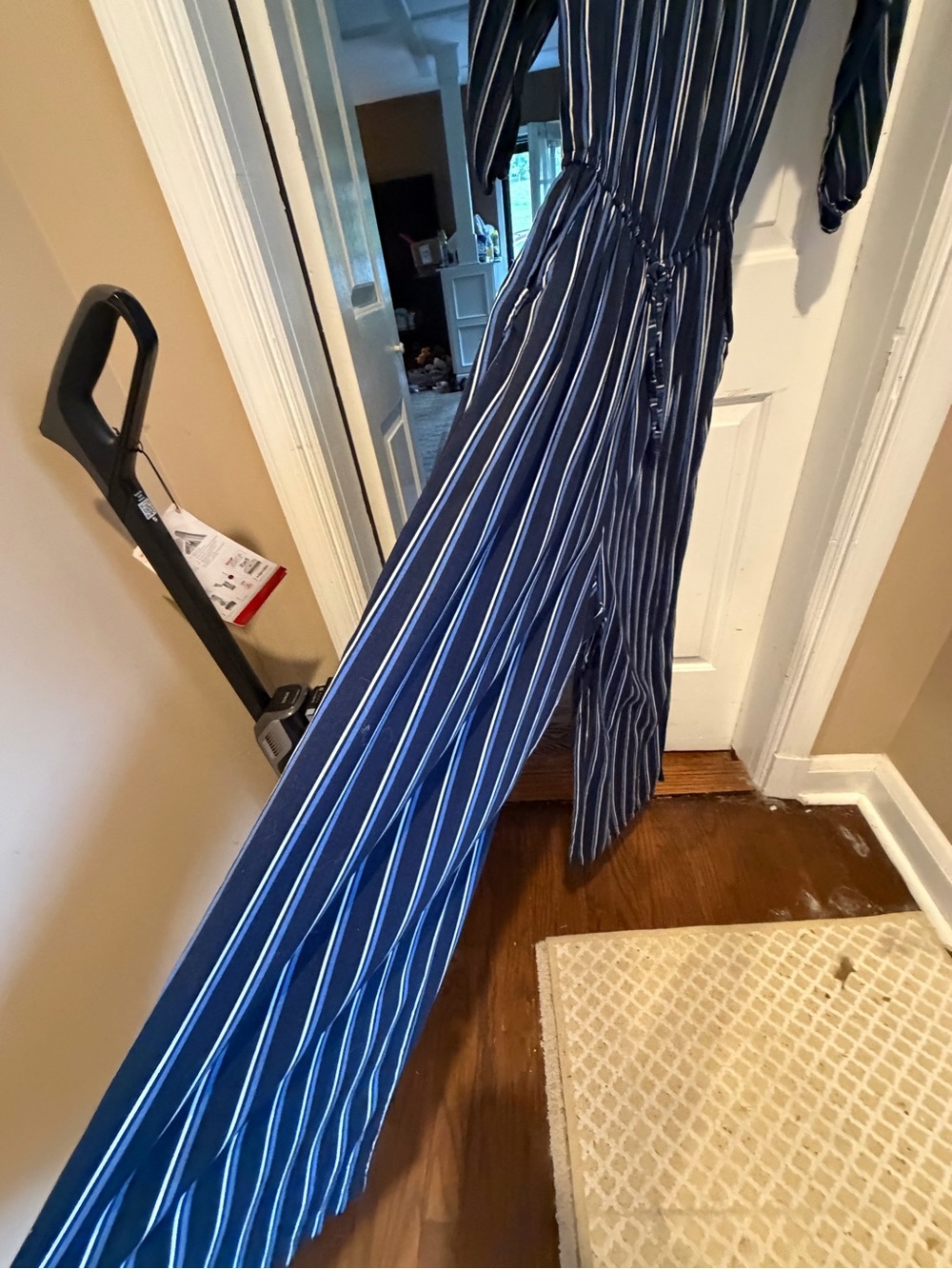 Hollister Navy Blue Striped One-Shoulder Jumpsuit, M, NWOT - Picture 5 of 9